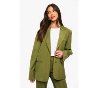boohoo Women's Single Breasted Relaxed Fit Tailored Blazer in Olive | Size: 8
