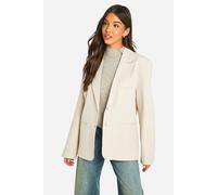 boohoo Women's Single Breasted Relaxed Fit Tailored Blazer in Stone | Size: 6