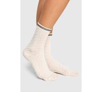 boohoo Women's Single Cable Knit Sports Socks in Cream