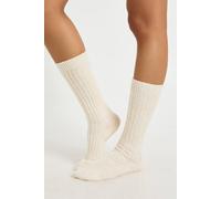 Boohoo Single Cream Knitted Thick Ribbed Sock cream One Size