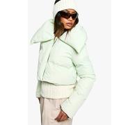 boohoo Women's Ski Cropped Puffer Jacket in Mint | Size: 8