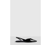 boohoo Women's Slingback Patent Pointed Flats in Black | Size: 7