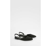 boohoo Women's Slingback Pointed Flats in Black | Size: 6