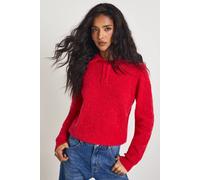 boohoo Women's Soft Boucle Knit Collared Button Down Oversized Jumper in Red | Size: Medium