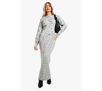 boohoo Women's Soft Knit Marl Knitted Maxi Dress in Grey | Size: Medium
