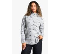 boohoo Women's Soft Knit Marl Oversized High Neck Jumper in Grey | Size: Small