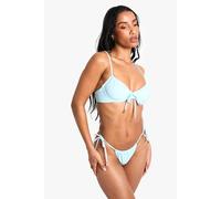 boohoo Women's Starfish Trim Underwired Bikini Top in Blue | Size: 8
