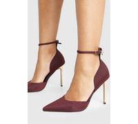 boohoo Women's Statement Heeled 2 Part Court Shoes in Burgundy | Size: 7