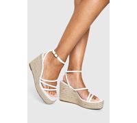 boohoo Women's Strappy Block Wedges in White | Size: 7