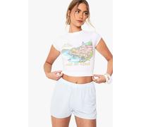 boohoo Women's Stripe Print Textured Flippy Shorts in Blue | Size: 6