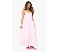 boohoo Women's Stripe Shirred Waist Detail Smock Maxi Dress in Pink | Size: 14