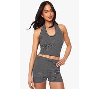 boohoo Women's Striped Hot Pant in Black | Size: 14