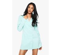 boohoo Women's Structured Oversized Wrap Over Blazer Dress in Mint | Size: 8