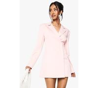 boohoo Women's Structured Oversized Wrap Over Blazer Dress in Pink | Size: 16