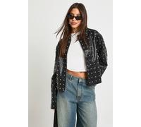 boohoo Women's Super Soft Premium Faux Leather Studded Jacket in Black | Size: 12