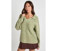 boohoo Women's Super Soft Rib Knit Pocket Detail Oversized Jumper in Olive | Size: Medium