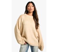 boohoo Women's Super Soft Round Neck Jumper in Stone | Size: Small