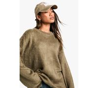 boohoo Women's Super Soft Round Neck Knit Jumper in Olive | Size: Small