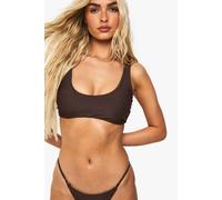 boohoo Women's Swimwear Essentials Fuller Bust Scoop Bikini Top in Chocolate | Size: 8
