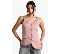 boohoo Women's Tailored Asymmetric Woven Waistcoat in Rose | Size: 14