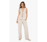 boohoo Women's Tailored Barrel Leg Trouser in Stone | Size: 10