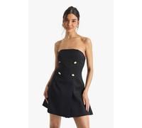 boohoo Women's Tailored Button Detail Structured Mini Dress in Black | Size: 8