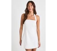 boohoo Women's Tailored Halterneck A-Line Dress in White | Size: 8
