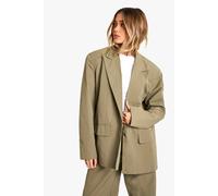 boohoo Women's Tailored Nylon Oversized Blazer in Olive | Size: 16