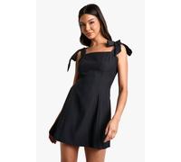 boohoo Women's Tailored Tie Shoulder Mini Dress in Charcoal | Size: 12