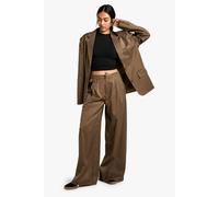 boohoo Women's Tailored Wide Leg Trousers in Mocha | Size: 8