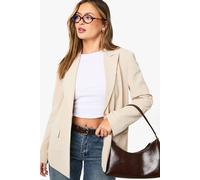 boohoo Women's Tailored Woven Single Breast Blazer in Stone | Size: 12