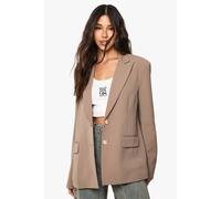 boohoo Women's Tailored Woven Single Breast Blazer in Taupe | Size: 16