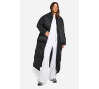 boohoo Women's Tall 2 In 1 Longline Scarf Puffer Jacket in Black | Size: 16