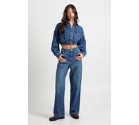 boohoo Women's Tall Basics High Waist Straight Leg Jean in Vintage Blue | Size: 14/34L