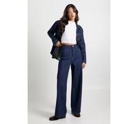 boohoo Women's Tall Basics High Waist Wide Leg Jean in Light Blue | Size: 12/36L