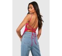 boohoo Women's Tall Bengaline Strappy Open Back Cami in Fuchsia | Size: 12