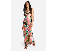 boohoo Women's Tall Chiffon Jacquard Floral Cut Out Maxi Dress in Black | Size: 8