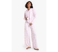 boohoo Women's Tall Christmas Gingerbread Man Print Long Sleeve Shirt & Trousers Pyjama Set in Pink | Size: 16