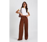 boohoo Women's Tall Cord Cinch Waist Wide Leg Trouser in Tan | Size: 6