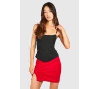 boohoo Women's Tall Crepe Split Front Mini Skirt in Red | Size: 16