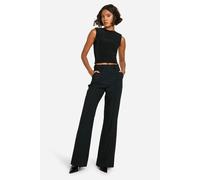Boohoo Tall Essential Flare Leg Tailored Trousers In Black black 18/34L