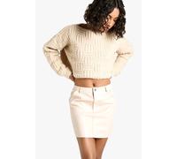 boohoo Women's Tall Faux Leather Mini Skirt in Ecru | Size: 8