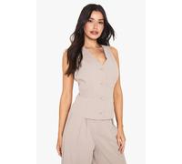 boohoo Women's Tall Fitted Waistcoat in Taupe | Size: 8