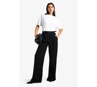 boohoo Women's Tall Fluid Belted Wide Leg Trousers in Black | Size: 8