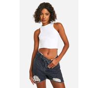 boohoo Women's Tall Fold Over Waist Shorts in Grey | Size: 8