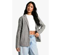 boohoo Women's Tall Herringbone Wool Look Blazer in Grey | Size: 14
