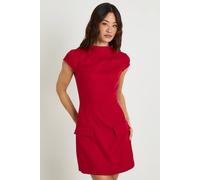 boohoo Women's Tall High Neck Structured Tailored Mini Dress in Dark Cherry | Size: 10