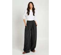 boohoo Women's Tall High Waist Pleat Detail Straight Leg Jogger Pants in Black | Size: Small