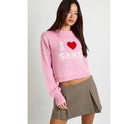 boohoo Women's Tall I Heart Santa Cropped Christmas Jumper in Pink | Size: Small