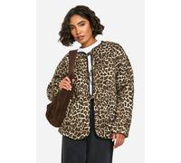 boohoo Women's Tall Leopard Tie Detail Padded Jacket | Size: 16